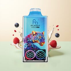 Fumot Leopard 40K Puffs Dual Mesh Type-C Oplaadbaar Digitale Display Blauwe Bes Framboos