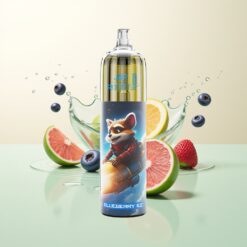 JNR Rocket-X 12400 Puffs Aanpasbare Luchtstroom RGB Lichtjes 1.2ohm Mesh Coil 850mAh Type-C Snel Opladen Blauwe Bes IJs